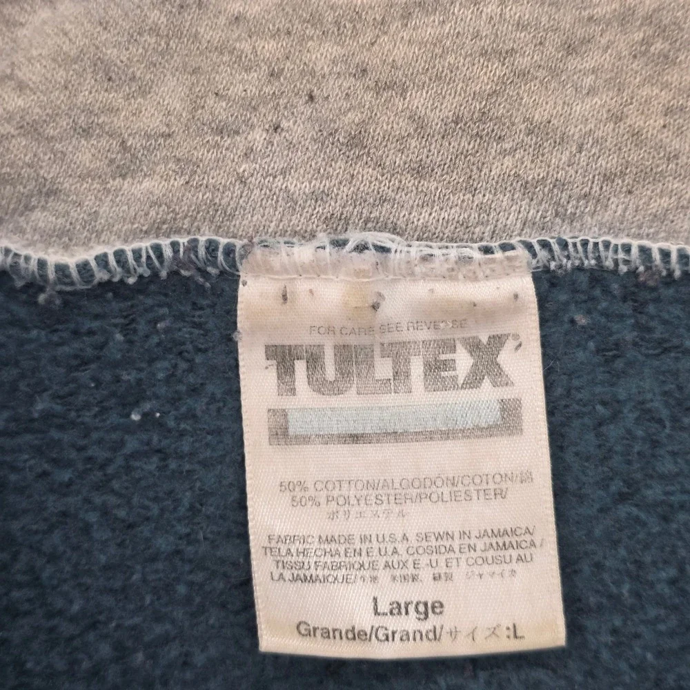Vintage Tultex Quarter Zip Sweatshirt Mens Large Teal Green Pullover Made in USA